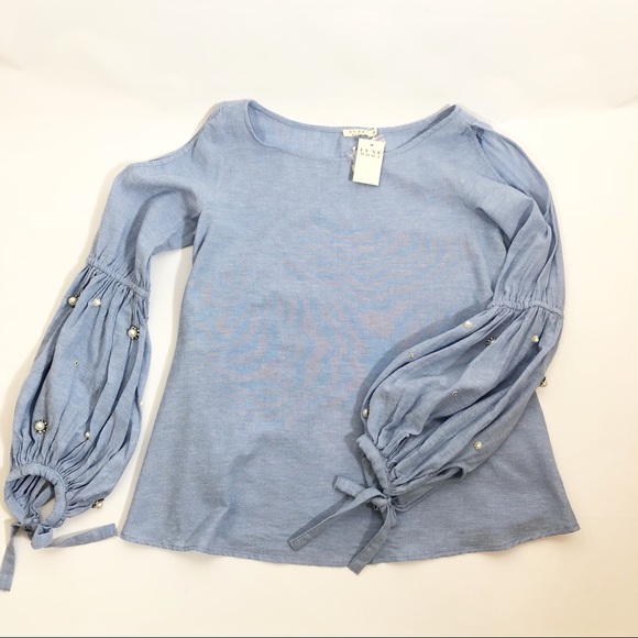 NWT Chambray Pearl Juliette Sleeve Top Small - Picture 4 of 8